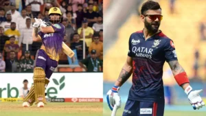 Read more about the article In a funny exchange, KKR batsman Rinku Singh sheepishly admitted to Virat Kohli that he’d broken the bat Kohli gifted him earlier, hinting at wanting another one.